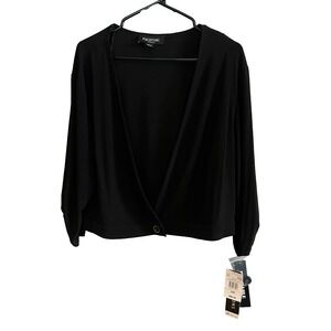 Perceptions Woman NWT Black 3/4 Sleeve Button Front Shrug Top Plus Size 20W